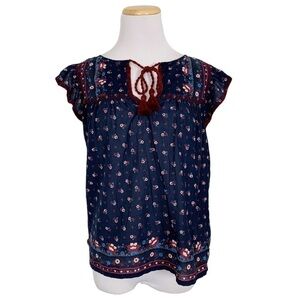 𝅺J. Crew Point Sur Flutter Sleeve Peasant Top Size XS